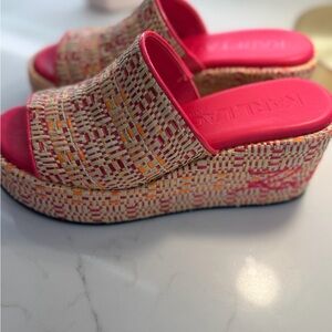 Karl lager field Woven Pink Slide Sandals